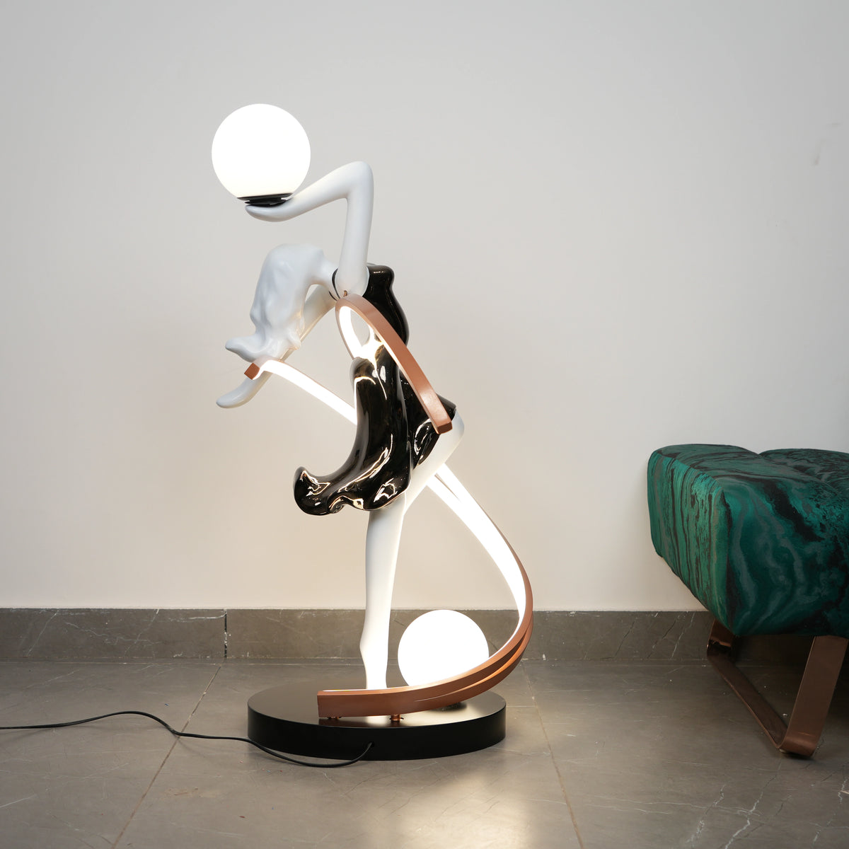 designer sculpture floor lamp dual tone artistic lighting decor