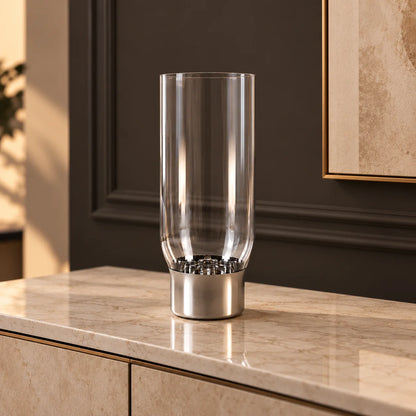 Modern grey vase pair w/ calla lilies, bench