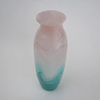 Textured marble-effect glass vase with soft gradient finish and rounded silhouette.