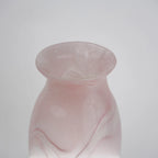 Textured marble-effect glass vase with soft gradient finish and rounded silhouette.