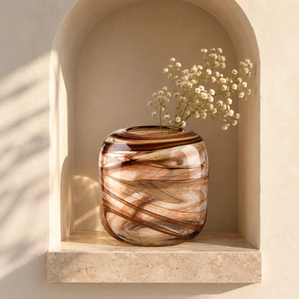 Bronze Horizon vase macro, marbled swirl detail