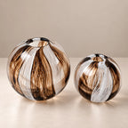 Two Bronze Elegance globe vases, scale shot