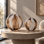 Radiant orb vase, vertical stripes, front shot