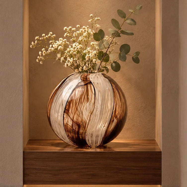 Two Bronze Elegance globe vases, scale shot