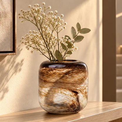 Bronze Horizon vase macro, marbled swirl detail