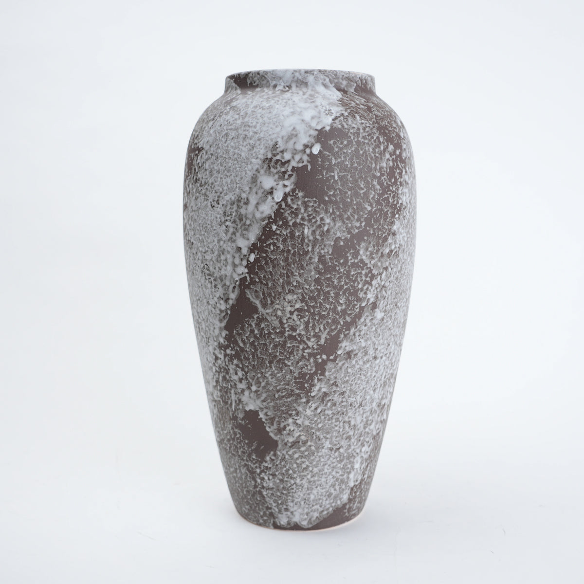 Slim mineral glaze vase, eye-level front