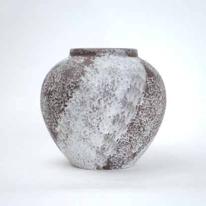 Mineral glaze ceramic vase in brown and white textured finish available in small medium and large sizes