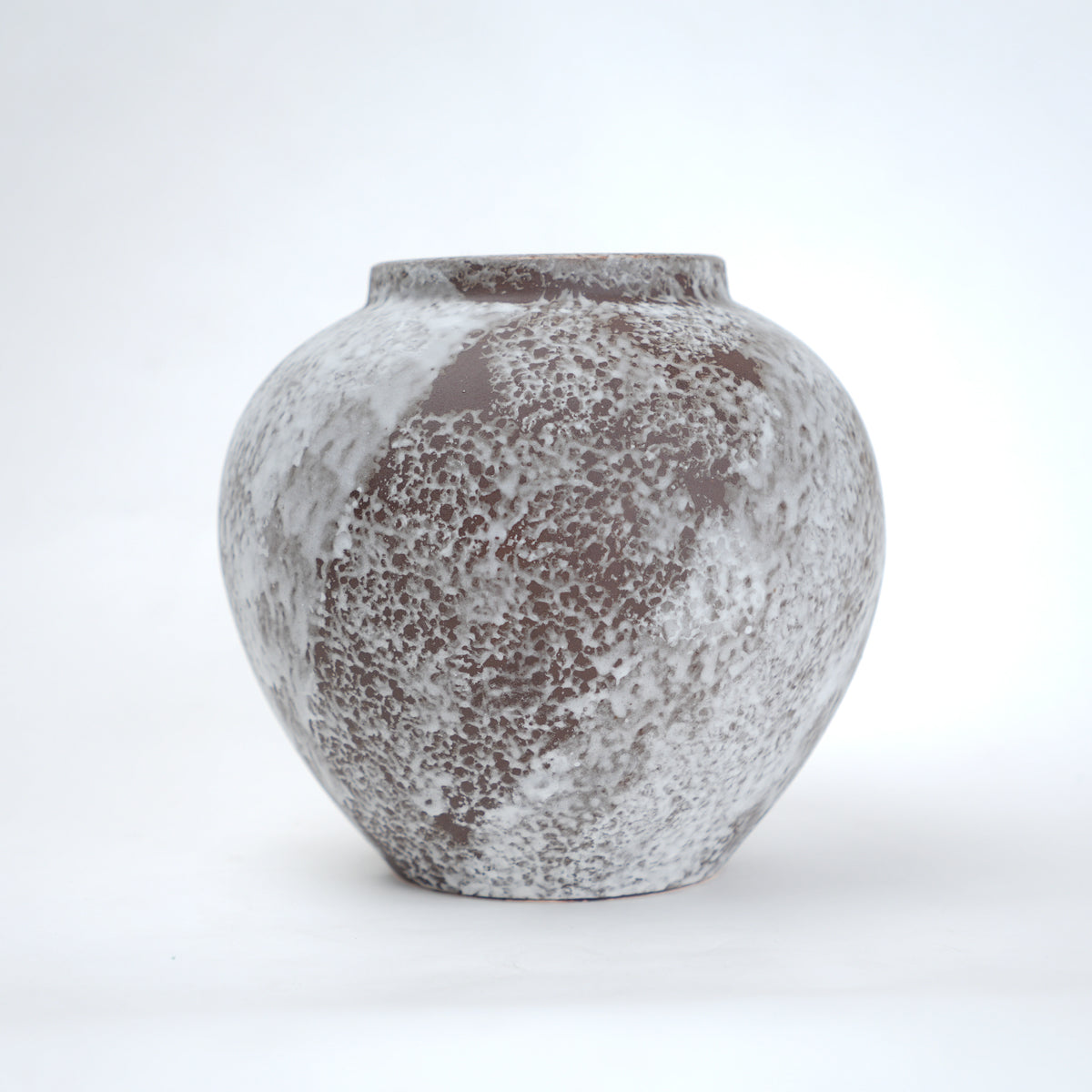 Mineral glaze ceramic vase in brown and white textured finish available in small medium and large sizes