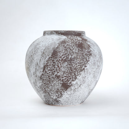 Mineral glaze ceramic vase in brown and white textured finish available in small medium and large sizes