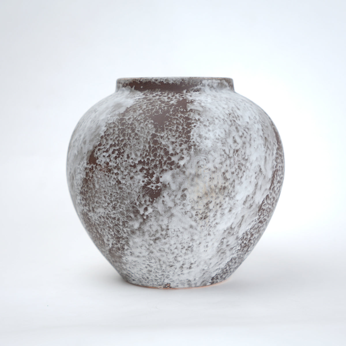 Mineral glaze ceramic vase in brown and white textured finish available in small medium and large sizes