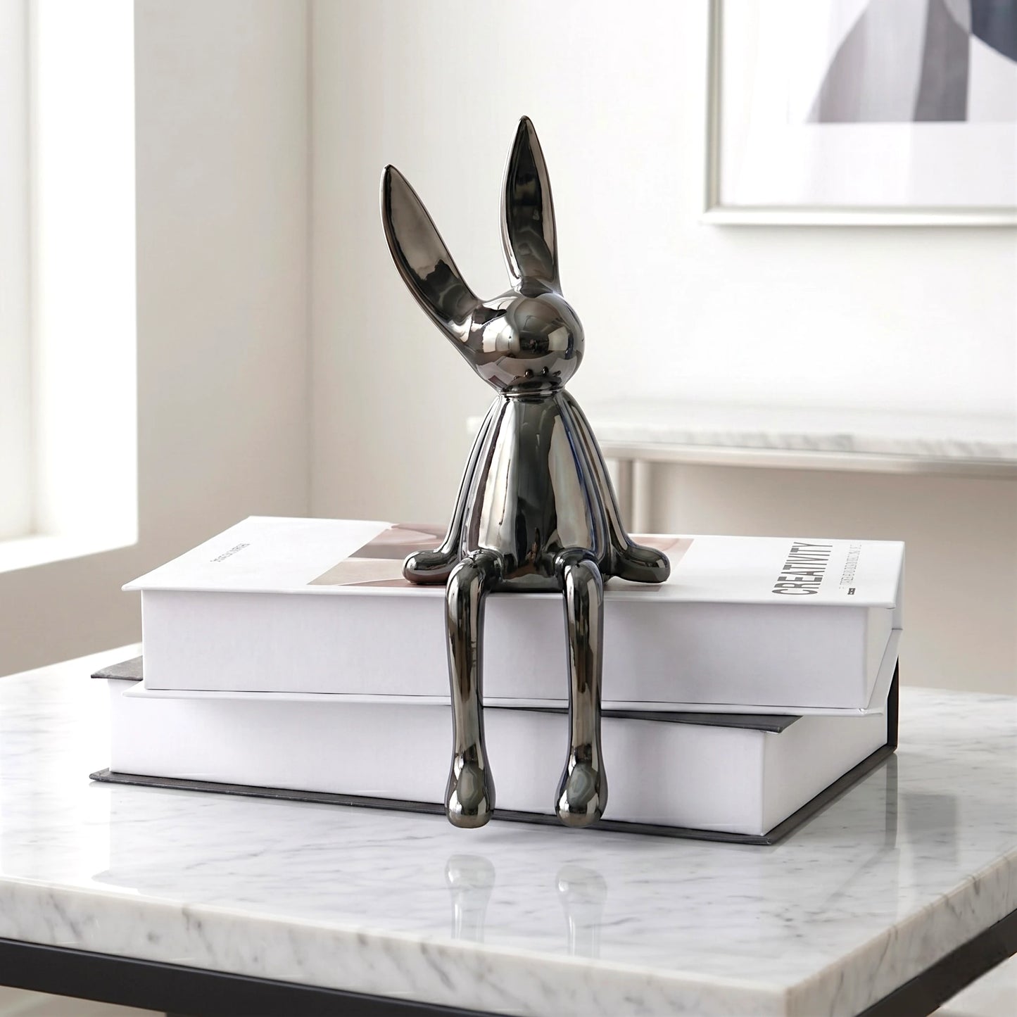 Minimal Bunny Edge Figurine black electroplated finish