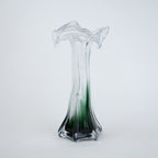 Clear glass vase with green gradient base and sculpted flowing design in small and big sizes
