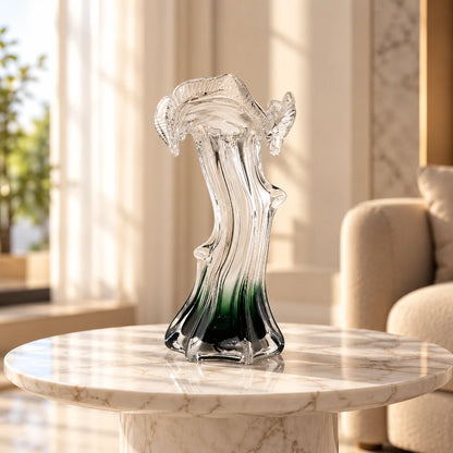 Mist Flow green ombre vase, front on white
