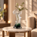 Mist Flow green ombre vase, front on white