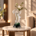 Mist Flow green ombre vase, front on white
