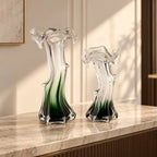 Mist Flow green ombre vase, front on white