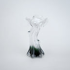 Clear glass vase with green gradient base and sculpted flowing design in small and big sizes