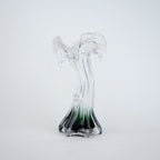 Clear glass vase with green gradient base and sculpted flowing design in small and big sizes