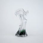 Clear glass vase with green gradient base and sculpted flowing design in small and big sizes