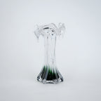 Clear glass vase with green gradient base and sculpted flowing design in small and big sizes