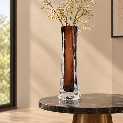 Mocha Glow vase, icy base, front on white