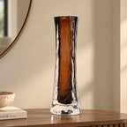 Mocha Glow vase, icy base, front on white