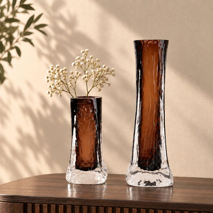 Mocha Glow vase, icy base, front on white