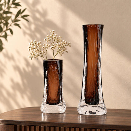 Mocha Glow vase, icy base, front on white