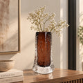 Mocha Glow vase, icy base, front on white