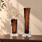 Mocha Glow vase, icy base, front on white