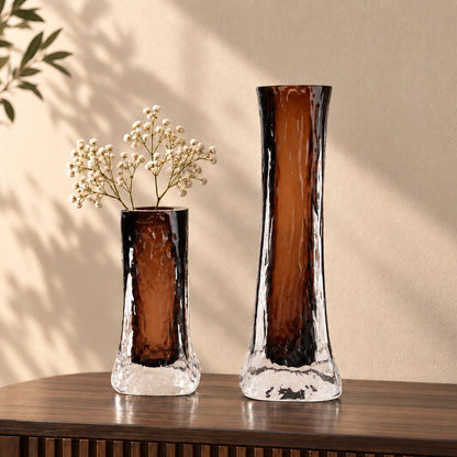 Mocha Glow vase, icy base, front on white