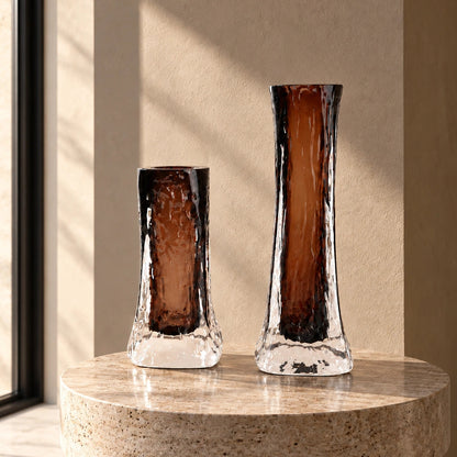 Mocha Glow vase, icy base, front on white