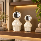 Modern human form decor in ivory white with chrome accent for contemporary home styling