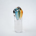 Multicolor art vase, side studio on grey