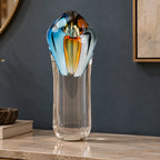Multicolor art vase, neck macro detail