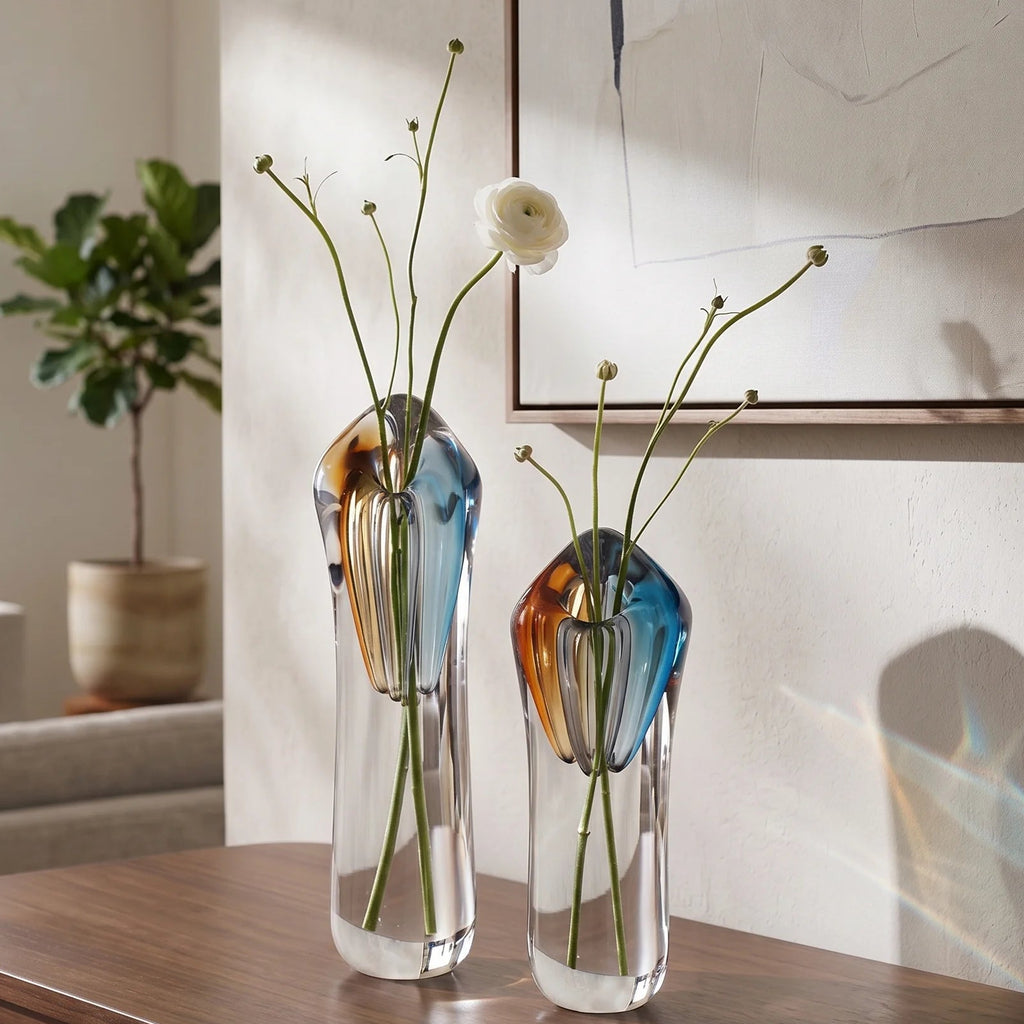 Multicolor art vase, neck macro detail