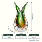 Dual Flare Green Glass Vase