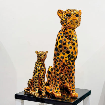 luxury leopard figurine in gold with black detailing modern decor