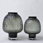 olive charcoal textured glass vase with ripple pattern