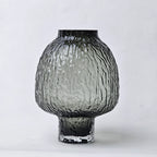 olive charcoal textured glass vase with ripple pattern