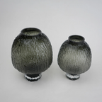 olive charcoal textured glass vase with ripple pattern