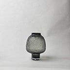 olive charcoal textured glass vase with ripple pattern