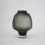 olive charcoal textured glass vase with ripple pattern