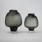 olive charcoal textured glass vase with ripple pattern