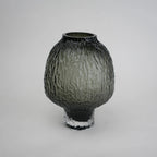 olive charcoal textured glass vase with ripple pattern