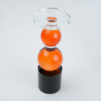 Orb candle holder, stacked orange, angled