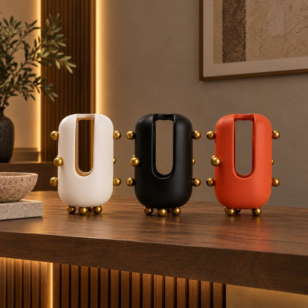 modern decorative accent with spherical studs