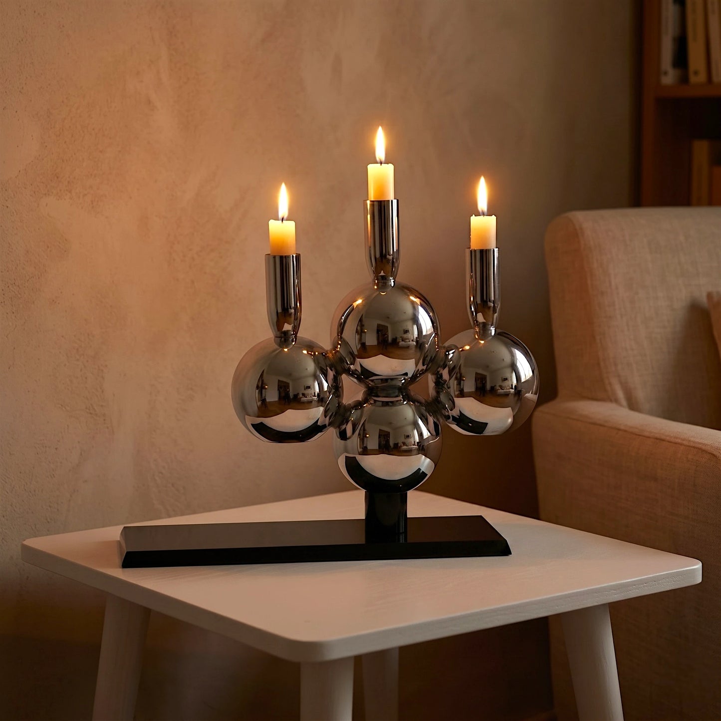 Orbital Chrome Candle Holder
