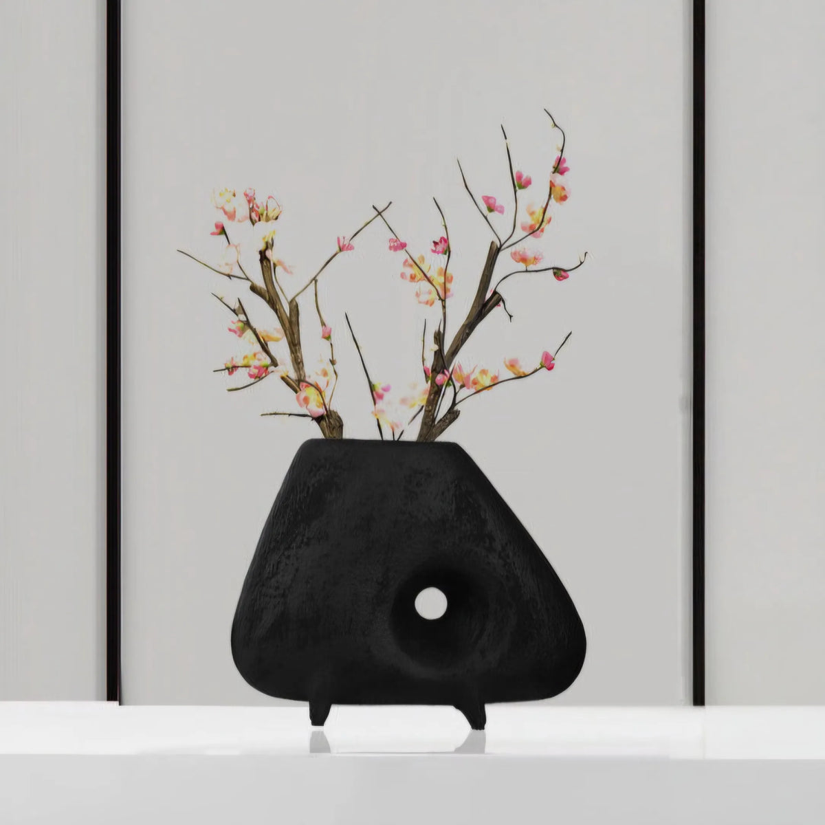 Decorative resin vase for console tables and shelf styling