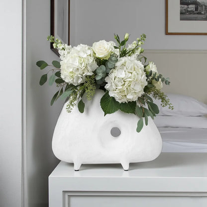 Decorative resin vase for console tables and shelf styling